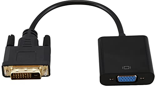 Vocdikficy DVI vers VGA Cable Adaptateur 1080P DVI-D vers VGA 24 Cable + 1 25 Broches DVI Male vers 15 Broches VGA convertisseur Video pour Affichage PC