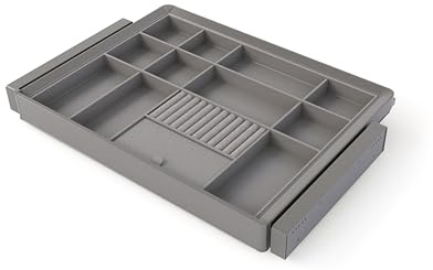 Emuca - Satz Organisationsschublade und ahmen für Schrank Quartz, mit Softclose-Vollauszug, Modul 70cm, Titanium