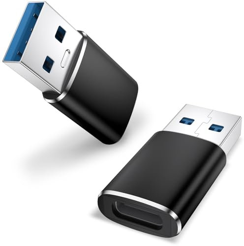 Tobfit USB 3.0 auf USB C Adapter 2 Stück,USB-C Buchse auf USB Stecker Adapter für iPhone 16 15 Pro MAX,iPad,MacBook,Samsung Galaxy S24 S25 Ultra S23 S22(Schwarz)