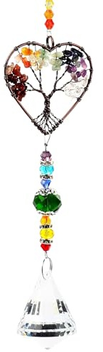 LIUYIDM Attrape Soleil Cristal 36 cm Suspendu Arbre de Vie Exquis Suncatcher Crystal Guérison Sun Catchers Attrape-soleils en Cristal, Adapté aux Fenêtres, Décoration de La Maison(Coloré)