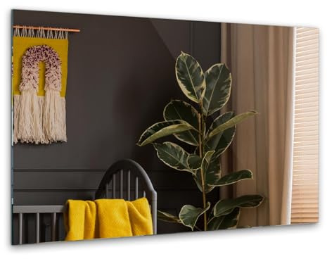 Großer rechteckiger Spiegel ohne Rahmen 100x70 cm | Wandspiegel für Bad, Schlafzimmer oder Wohnzimmer | Moderner, minimalistischer Stil | Hochwertiges Glas | Einfache Montage