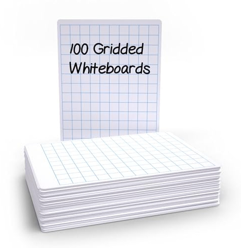 Show-me - A4 Mini Whiteboards | Gridded Drywipe Boards | Lightweight 0.5mm Super-Flexible Design | Portable Classroom and Study Essential for School Use, Pack of 100