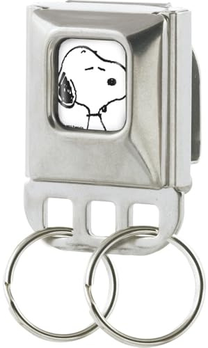 Peanuts Schlüsselanhänger, Sicherheitsgurt-Schnalle, Schlüsselhalter, Snoopy-Gesicht, Weiß