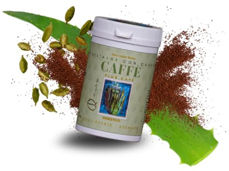 Aloe Center Caffè all’Aloe con Cardamomo - Arabica 100% – Con Estratto di Aloe Arborescens, 54g per 25 Tazzine – Caffè Naturale Gourmet per Moka Classica, Qualità Premium