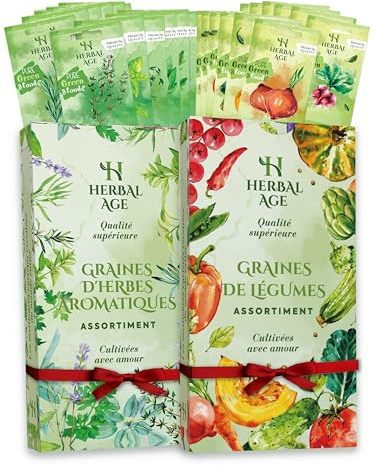 24 Variétés de Plantes Jardin – Kit 13.800 Graines d'Herbes Aromatiques et d'Légumes: Persil, Carottes, Basilic – Idee Cadeau Pour Femme, Homme, Enfant – Jardinage Potager Interieur & Exterieur