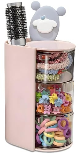 Hair Accessories Organizer 3 Layer Clear Jewelry Organizer 180 Degree Rotatable Cosmetics Holder Plastic Headband Display Stand Scrunchie Holder Organizers Storage for Bathroom Vanity Countertop