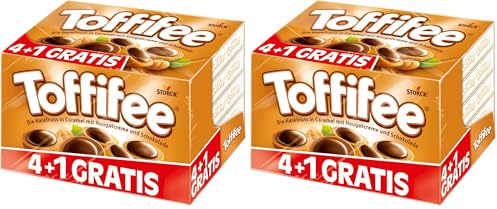 Toffifee 4 + 1 Extra – 1 x 625 g – Haselnuss in Karamell mit Nougatcreme und Schokolade – ideal zum gemeinsamen Naschen und Teilen (Packung mit 2)