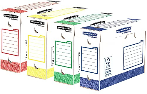 Bankers Box – 4474501 – Archivbox Heavy Duty A4 + 100 mm – Packung mit 8 Stück, mehrfarbig, L 9,5 x H 24,4 x B 33 cm