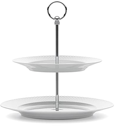 Lyngby Porcelæn Etagere Ø27 cm Rhombe klassischesschlichtes Design, Weiss