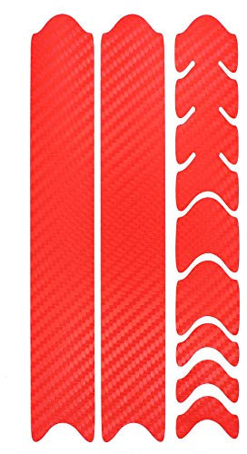 AlphaShield Fahrrad Rahmenschutz Kettenstreben Schutz Folie Aufkleber Rahmen Schutz Carbon MTB BMX Lackschutz Folie K099 (Carbon Rot)