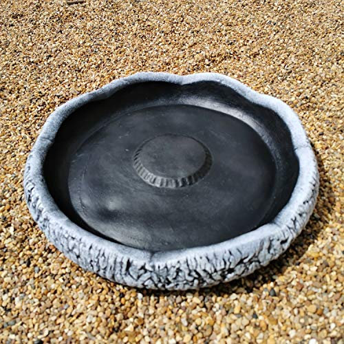 Garden Ornaments & Accessories Large Round Log Effect Ground Bird Bath or Replacement Top Black and White
