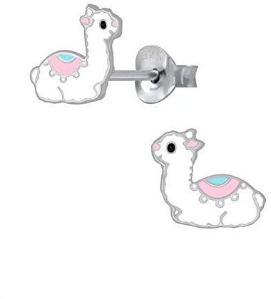 Laimons Mädchen Kinder-Ohrstecker Ohrringe Kinderschmuck Stecker Lama Alpaka Tier 9 mm Sterling Silber 925