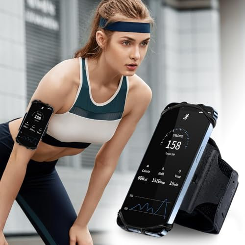 HLOMOM Running Phone Holder,Sports Phone Armband 360° Rotation & Detachable for iPhone 16/15/14/13 Pro/12 Pro/11Pro Max/XS/XR/8/7/6s Plus, for Samsung Galaxy Suit for 4''-6.5'' Cellphone(L)