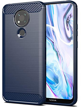 SCL Cover Nokia 3.4 Cover Nokia 3.4 Case, [Blu] Effetto Spazzolato in Fibra di Carbonio, Anti-Impronta, Resistente all'Usura e ai Graffi, Paraurti Anti-collisione, per Nokia 3.4