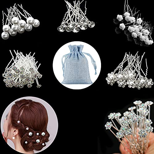 ZOCONE Sposa Forcine Capelli, 50 Pezzi Forcine Capelli Strass Cristallo Fermagli per Capelli Sposa, Accessori Capelli Sposa, 5 Stile Cerimonia Forcine Nuziale per Matrimonio (B)