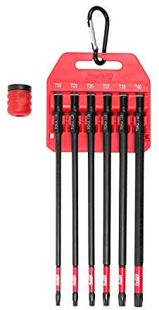 Protorq Langschlag-Bit-Set, TORX, 15,2 cm Länge, 6-teilig mit 1 Magnetisierer & Entmagnetisierer