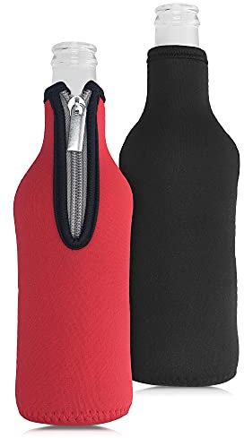 kwmobile 2x 330ml Flasche Flaschenkühler - für Bier und andere Getränke - aus isoliertem Neopren - Kühler in Schwarz Rot