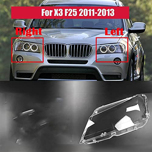 GSDGBDFE Scheinwerferabdeckung Fit für -BMW X3 F25 2011 2011 2012 2013 Auto Scheinwerferabdeckung Klare Linsen Scheinwerfer Lampenschirm Shell (Color : Left)