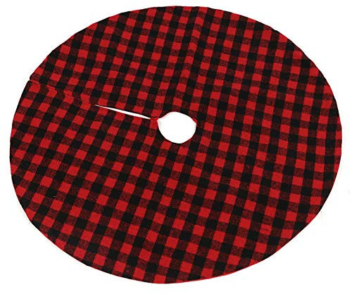RSTYS - Gonna per albero di Natale a quadri, per albero di Natale, da 85,4 cm, colore: nero e rosso