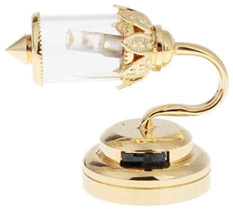 Harilla Puppenhaus Lampenschirm Wandlampe mit Goldenem Sockel Life Scene Decor
