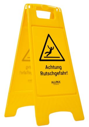 Allpax Warnaufsteller Rutschgefahr aus Polypropylen - klappbar - 30 x 63 cm - Aufsteller, Hinweisschild, Nässe-Gefahr, Warnschild