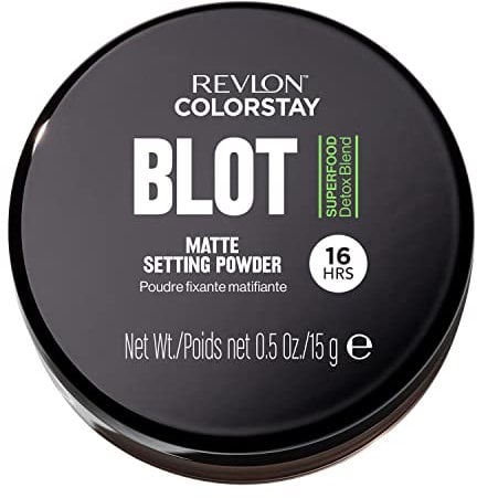 Revlon ColorStay Blot Face Powder, poudre matifiante, flouteur et absorbante de sébum, poudre fixatrice, absorbe le sébum, floute les imperfections et réduit l’apparence des pores, 14 g.