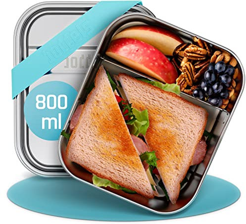 boddels Edelstahl Brotdose mit Fächern 800ml inkl. flexiblem Trenner Brotbox Kinder mit Unterteilung Brotzeitbox für Snacks Lunchbox Kinder