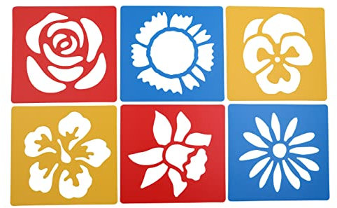 Washable Plastic Stencils | Flowers Themed | Pack of 6 Flowers