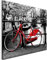 REVOLIO 45x30 cm Leinwandbild Wandbilder Wohnzimmer Modern Kunstdruck Design Wanddekoration Deko Bild auf Leinwand Bilder 1 Teilig - Amsterdam Fahrrad Brücke rot schwarz-weiss