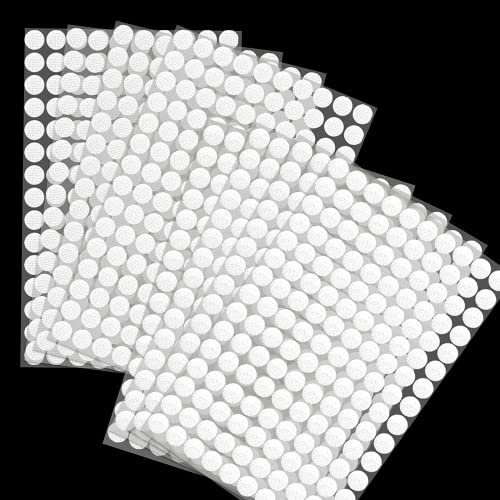 1008 Pcs Scratch Autocollant Rond, 504 Paires 10mm Pastille Scratch Autocollant Crochets et Boucles, Blanc Double Face Rond Pastille Adhesive Collant Point, pour DIY, Artisanat etc.