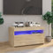 homiuse Meuble TV avec Lumières LED Chêne Sonoma 75x35x40 cm Meuble HiFi Aspect Moderne Support de TV Table Télévision Meuble Salon Rangement DVD Console de Jeu Appareil de Streaming