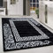 HomebyHome Teppich Wohnzimmer 140x200 cm Schwarz und Weiss Greek Bordüre Design - Schlafzimmer Teppich Kurzflor Extra Weich Pflegeleicht Teppiche Waschbar Küche Esszimmer - Carpet Living Room