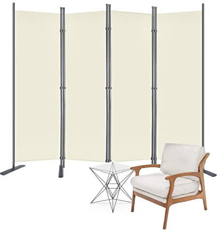 LARS360 Paravent Raumteiler 4 Teilig 225x180cm Stoff Raumteiler Trennwand Klappbar Stellwand Raumtrenner Sichtschutz Sichtschutzwand für Innen und Außenbereich (Beige)