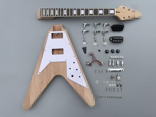 Fai da te sul proprio kit di chitarra elettrica a forma di V corpo in mogano tastiera in palissandro 22fret HH pickup