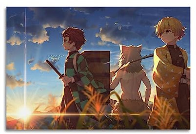 Demon Slayer Kimetsu No Yaiba Agatsuma Zenitsu & Kamado Tanjiro AnimeCanvas Poster Dekorative Malerei Leinwand Wandposter und Kunstdruck Moderne Familie Schlafzimmer Dekor Poster 30 x 45 cm