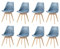GrandCA HOME 8er Set Skandinavischer Esszimmerstühlen, Gepolsterter Stuhl mit Beinen aus Buchenholz, für Esszimmer, Wohnzimmer, Schlafzimmer, Küche (Navy blau)