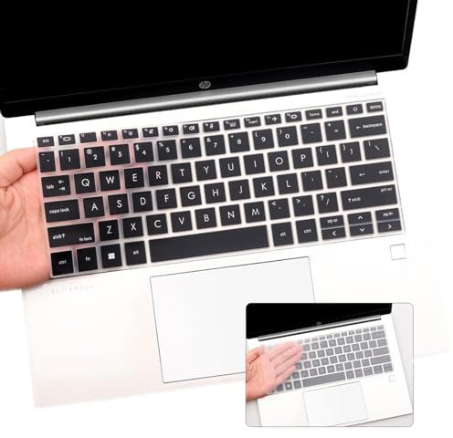 2-Pack Keyboard Cover for 2023 2022 HP EliteBook 830 835 840 845 1040 G9 G10 13.3 14 inch Laptop Accessories Keyboard Protective Skin (Not fit 830 840 845 1040 G8 G7 G6 G5 G4 G3) (Black + Clear)