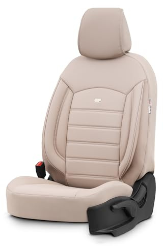 otoM Universelle Voll-Leder Sitzbezüge 'Inspire' Crème - 11-Teilig- - kompatibel mit Side-Airbags