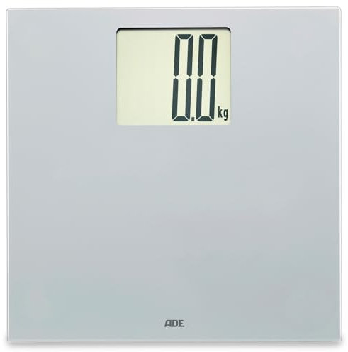 ADE Pèse-personne numérique avec grand écran XXL | Pèse-personne particulièrement bien lisible | Balance de salle de bain avec grande capacité de charge jusqu'à 200 kg | argent