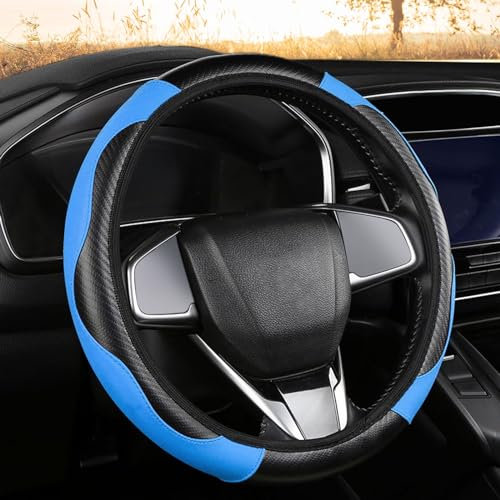 XNIVUIS Lenkradabdeckung Lenkradbezug Auto, Mikrofaser Leder Auto Lenkradbezug, Lenkradschutz in Universal Größe 37-38 cm, Anti Rutsch, Steering Lenkradschoner für Auto Zubehör (Blau)