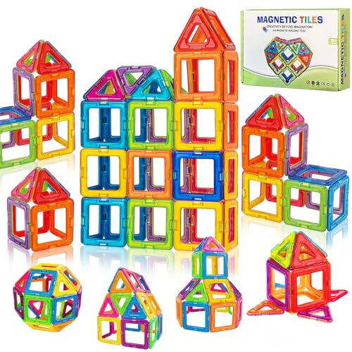 Morofme Magnetische Fliesen Bausteine STEM Spielzeug für Kleinkind Kinder 3D Magnet Building Game BAU Pädagogisches Lernen Stapeln Block Spielen Montessori Spielzeug Geschenke für Jungen Mädchen