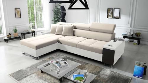 Best For Home Ecksofa Anita I Maxi Luxus und Elegantes mit Schlaffunktion, Teile hat einen Öffnungsbügel, eine Steckdose und einen USB-Anschluss