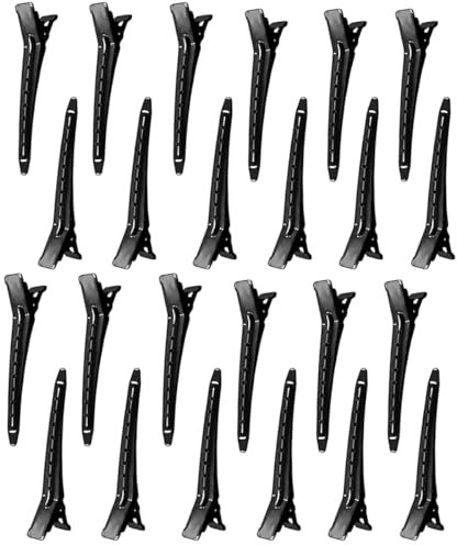 24Pinzas para el Cabello - Broches Pinzas Cocodrilo Profesionales de Metal para Pelo Duradera con Agarre Antideslizante y Dientes Grandes Anchos,Alligator Clips Pinzas Pelo Fuerte Antideslizante(8.5cm