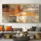Peinture à l'huile sur toile de couleur chaude abstraite, grand tableau mural simple, Beige et gris, art sur toile pour la décoration de la maison et du salon, 70x150cm/28x59in, sans cadre