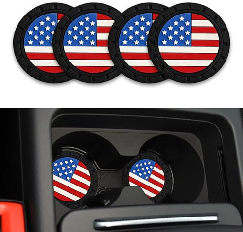 deemars 4PCS sous-Verre pour Porte-gobelet de Voiture, Accessoires pour l'intérieur de la Voiture Drapeau Insertion de sous-Verre pour Gobelet de Voiture Universel pour Voitures (Couleur)