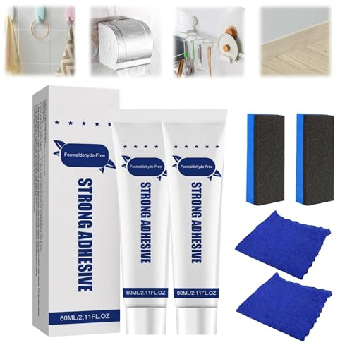 Tertell Strong Adhesive, Nail Free Strong Glue Adhesive Waterproof, Waterproof and Moisture-Proof Glue, Multi-Purpose Strong Adhesive Glue for Plastic Metal Bonding, Wall Tile (2Pcs)