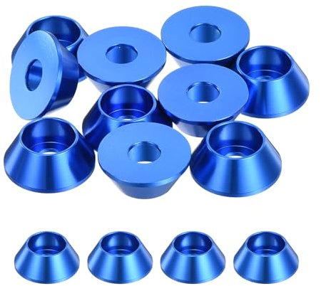 sourcing map M6 Cone Cup Washers,Anodized Aluminum Gaskets Cup Head Washer Gasket for Screw RC/FPV/PC/Drone/Mechanical Accessories Model Parts, Pack of 10 (Dark blue)