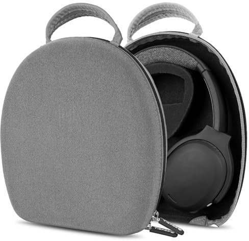 Geekria Shield Headphones Case Compatible with Skullcandy Riff 2, Hesh 3/Evo, Crusher Evo/ANC 2, Replacement Hard Shell Travel Carrying Bag with Cable Storage (Microfiber Grey)
