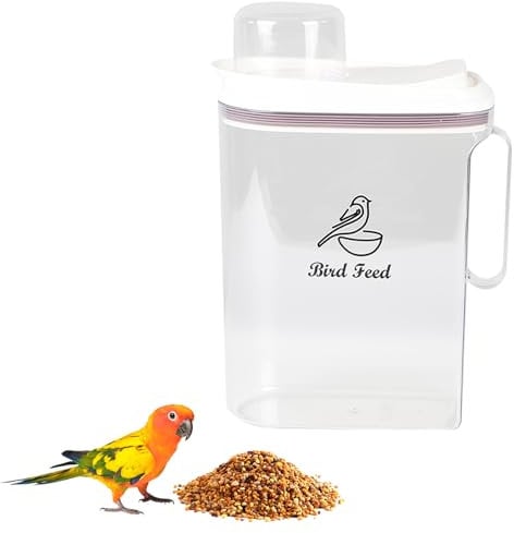 Wild Bird Food Storage Tin, Airtight Bird Seed Dispenser with Pour Spout and Measuring Cup, 3.5L, Rodent Proof, Ideal for Sunflower Seed Storage, Portable and Durable