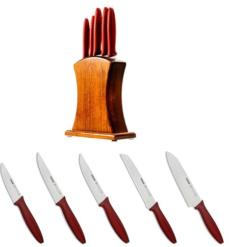 Pirge | Kitchen Knife Set 5 Pcs - Razor Sharp German Steel Chef Knives - High Carbon Stainless Steel, Professional Quality Since 1879, Knife Set with Block pirge